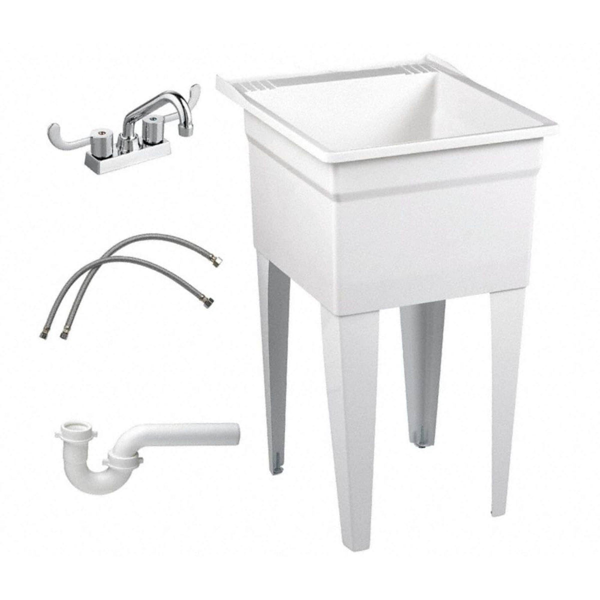 White Laundry Tub Kit with Faucet B971771