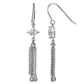 Platinum Plated CZ Tassel Drop Earrings V54106