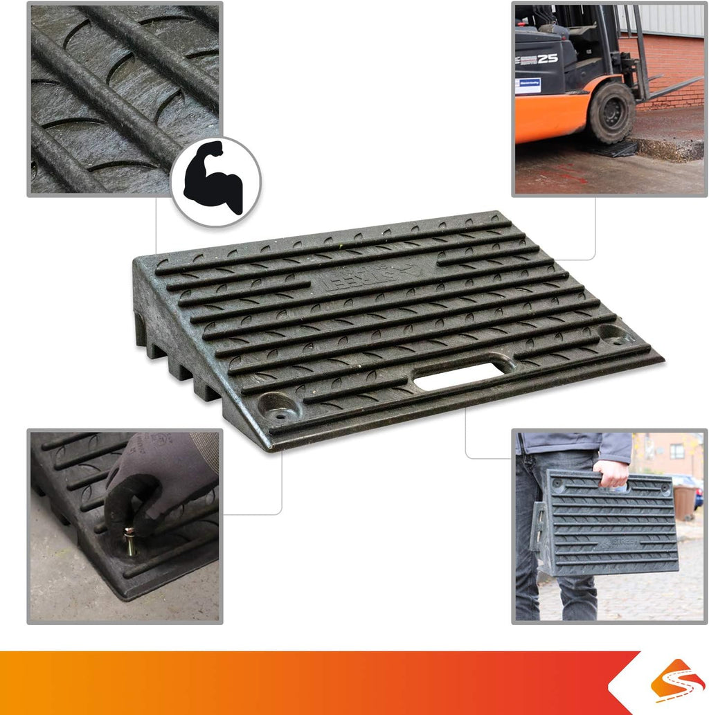 4 Inch Driveway Curb Ramp Pack of 2, Heavy Duty Rubber Ramps I738