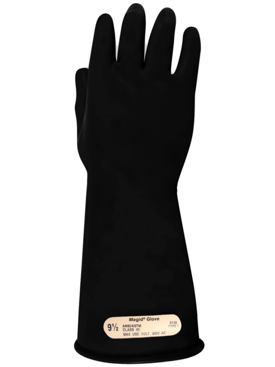 Black Rubber Lineman Safety Gloves, Class 00, Size 10 X516343