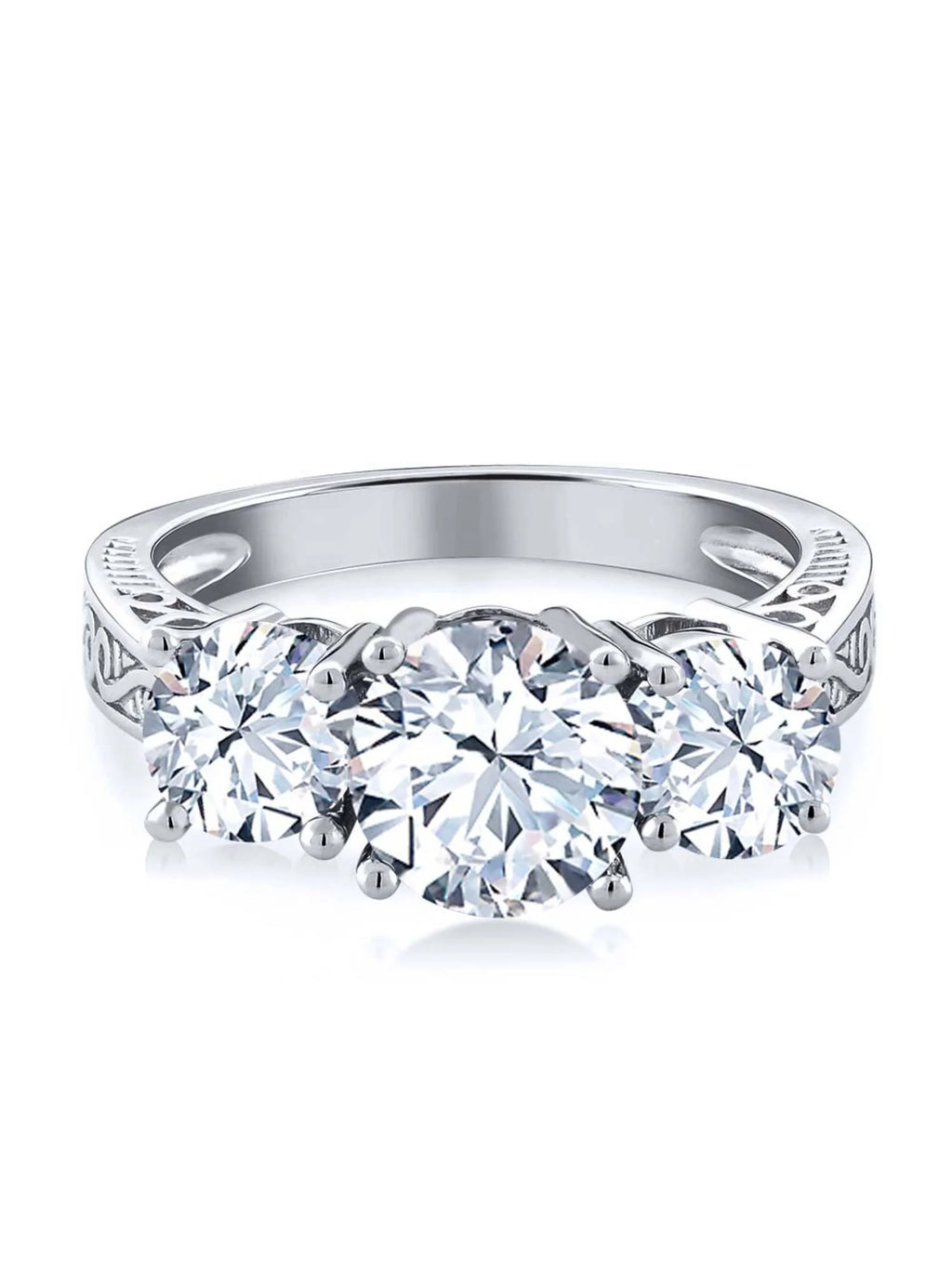 925 Sterling Silver White Topaz 3-Stone Ring C12646