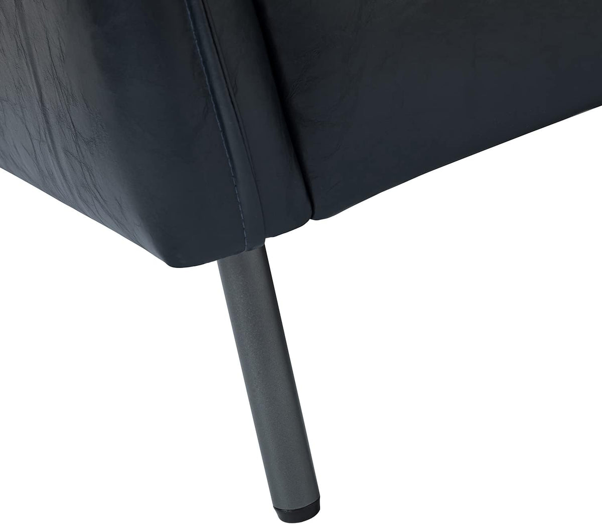 Navy Faux Leather Armchair with Moveable Cushion Y890