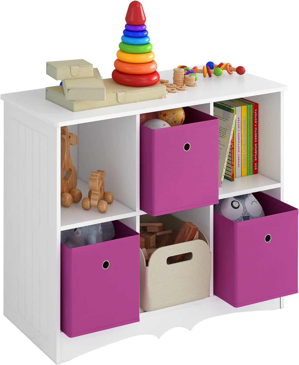 Pink Kids Toy Storage Cubby with 6 Drawers V653606