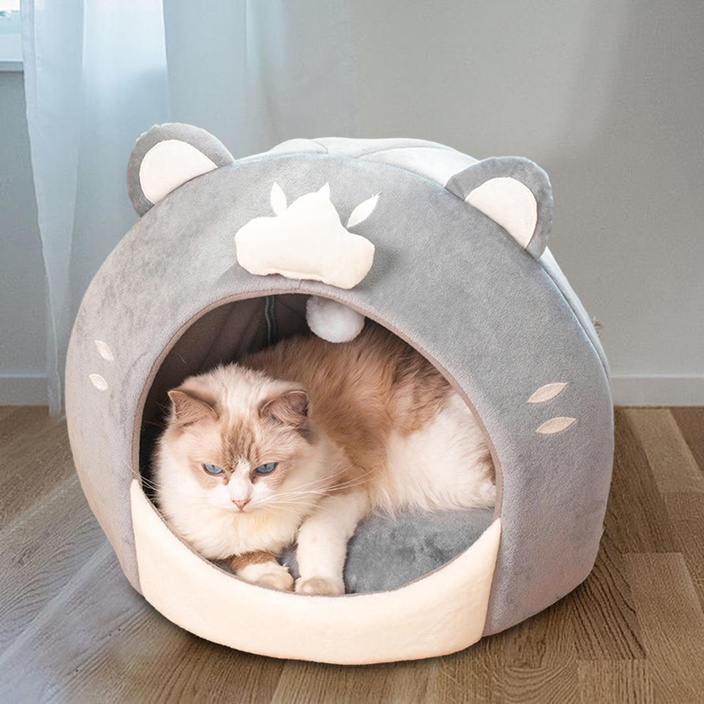Cat Bed with Plush Ball Inner Cushion Machine Wash N228