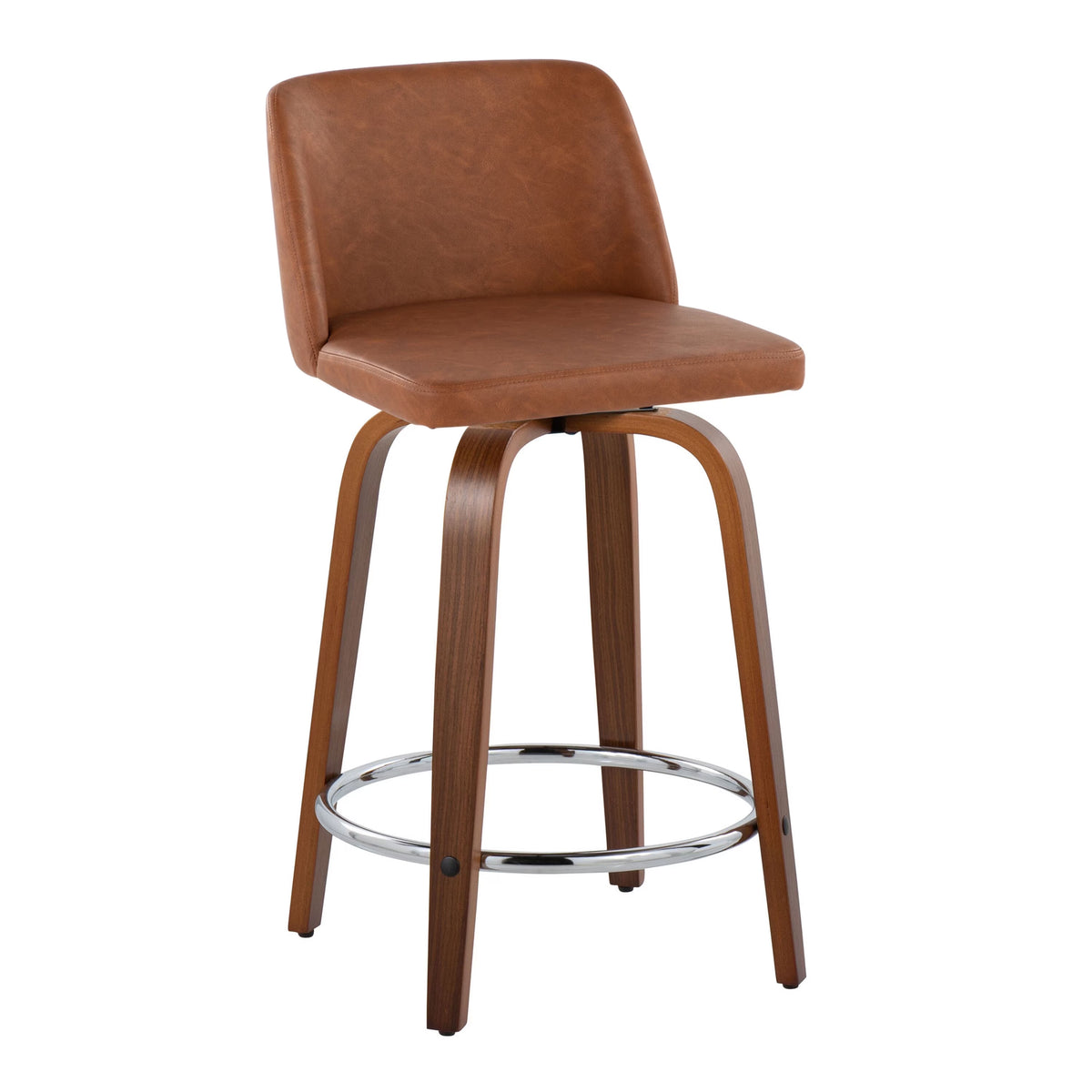 24" Counter Stool Set of 2 Camel Faux Leather S508