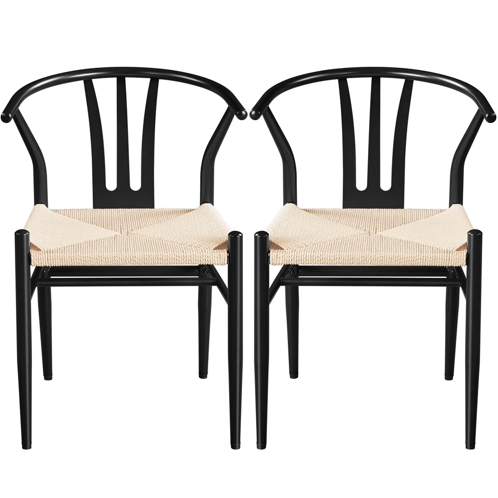 Set of 2 Black Weave Arm Chairs B872