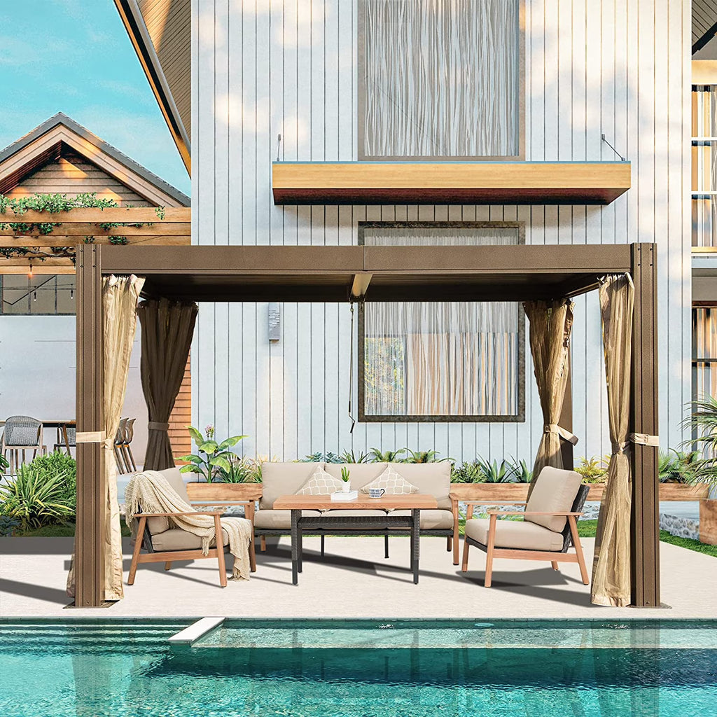 Louvered Pergola with Mosquito Netting R6791