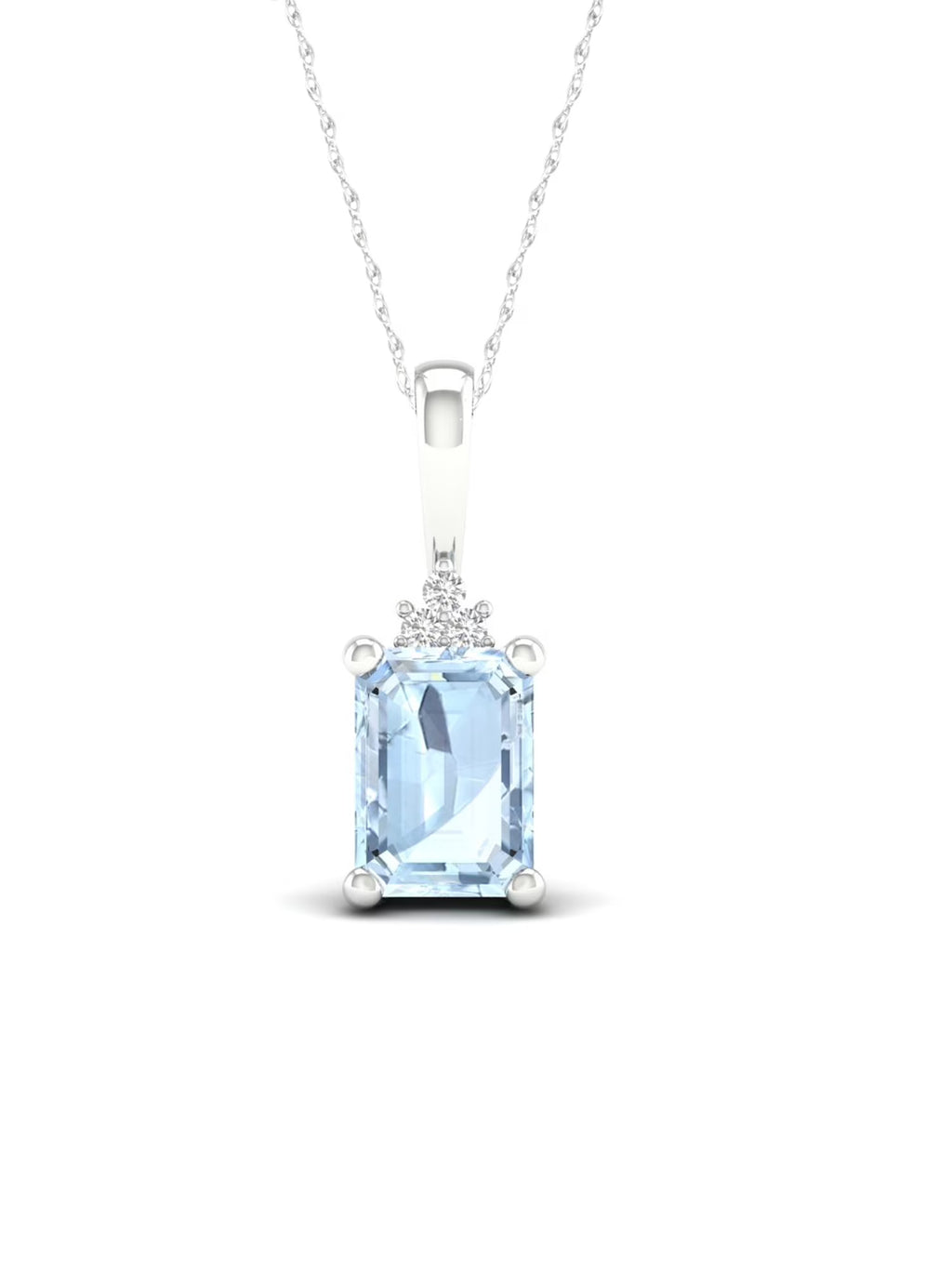 10K White Gold Aquamarine Diamond Necklace U42462
