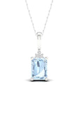 10K White Gold Aquamarine Diamond Necklace U42462