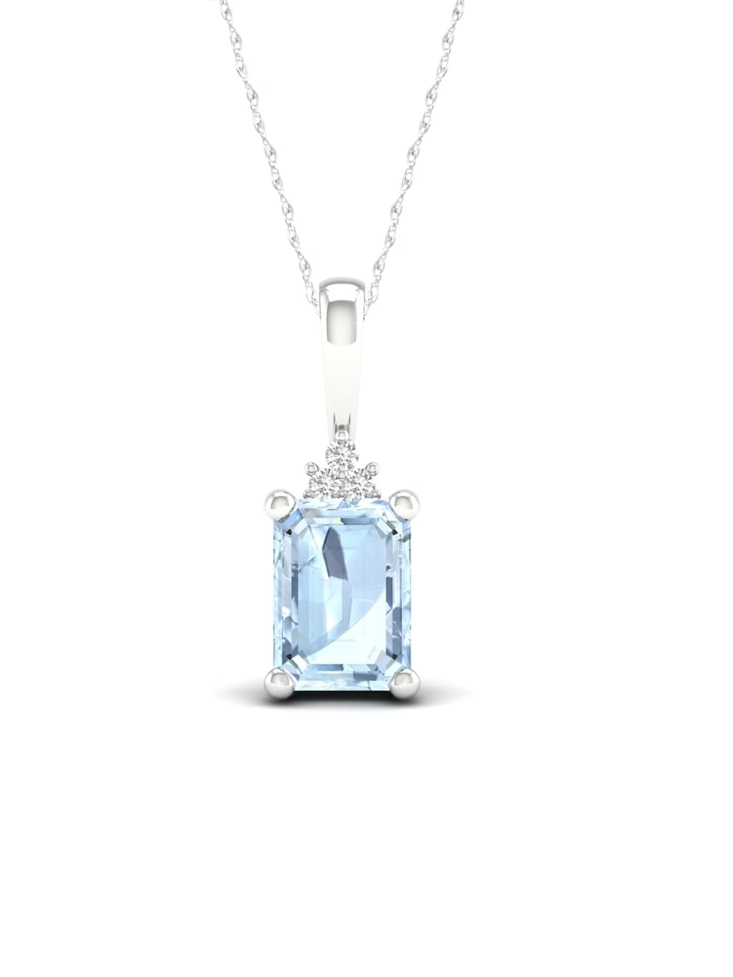 10K White Gold Aquamarine Diamond Necklace U42462