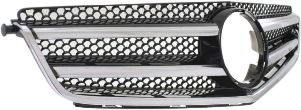 Chrome Shell Grille Assembly with Painted Black Insert for Mercedes-Benz C300 C350 2008-2011 AMG Styling Package Plastic Q110890