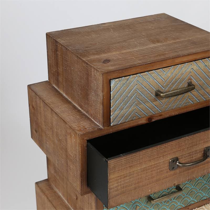 Multi-Color Wood Four Drawer End Table O897