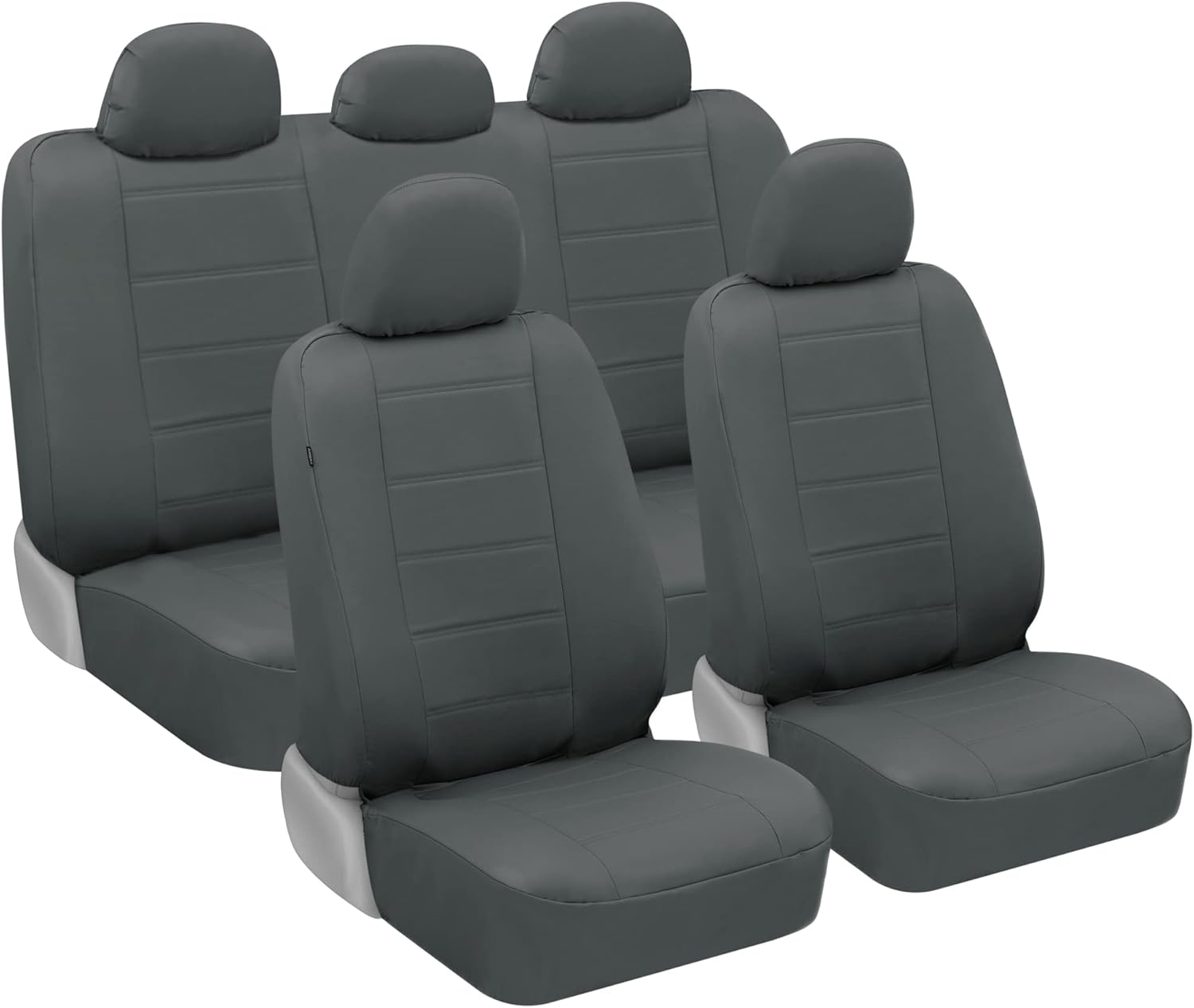 Beige Faux Leather Seat Covers Full Set Pack of 2 U58816