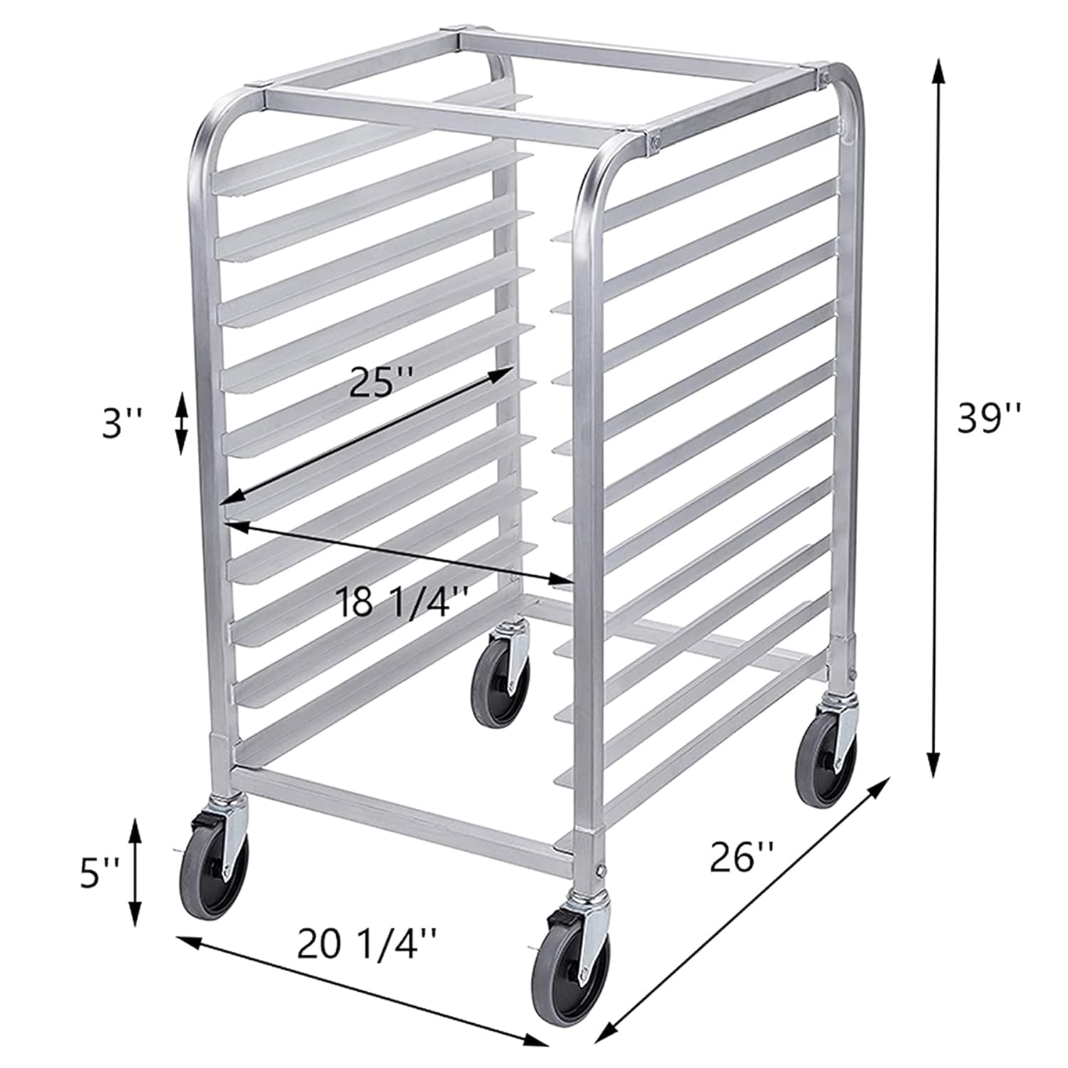10 Tier Aluminum Bun Pan Rack with Wheels L744102