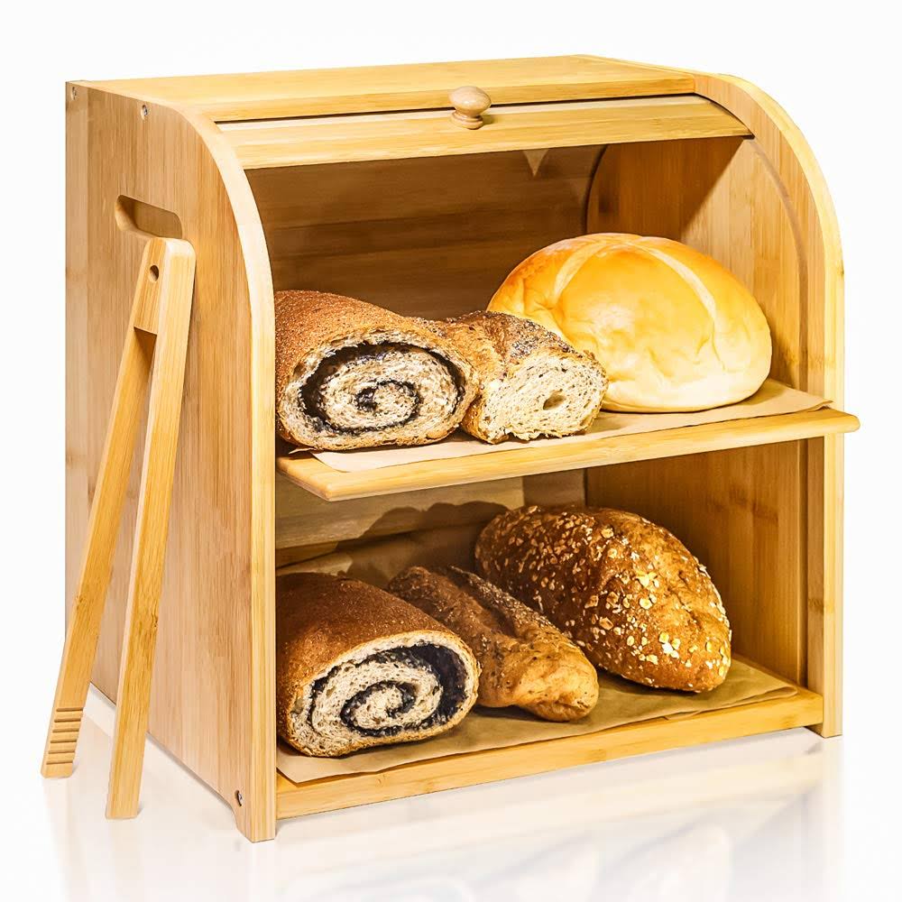 Bamboo 2 Layer Rolltop Bread Box M212