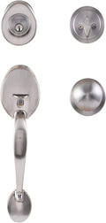 Front Door Entry Handle Set with Oval Deadbolt and Knob, Satin Nickel Finish, Pack of 2 D363394