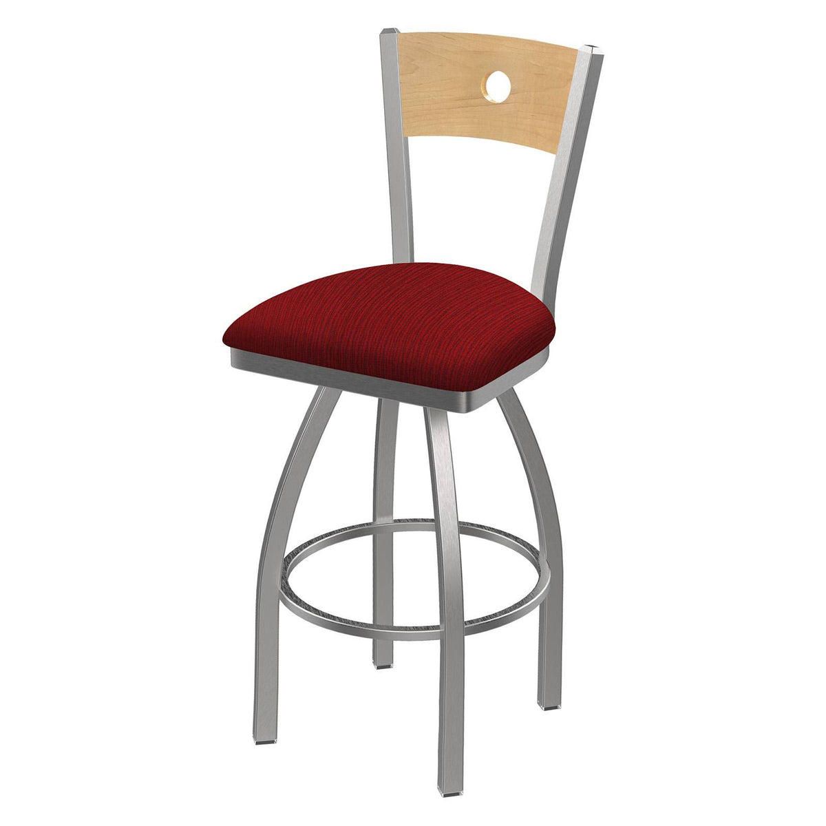 Black Wrinkle Finish Counter Stool with Axis Paprika Seat and Dark Cherry Oak Back O478