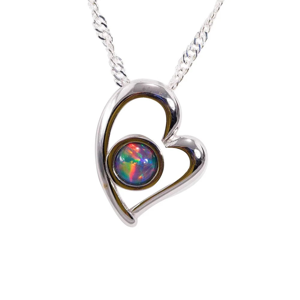 Sterling Silver Australian Black Opal Necklace T823