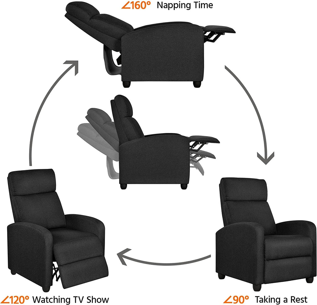 2-Seat Fabric Pushback Recliner Chair with Thick Seat Cushion V924