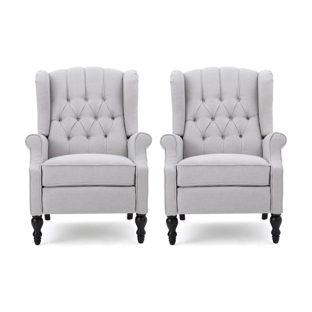Light Gray Fabric Pushback Recliner, Set of 2 T6711