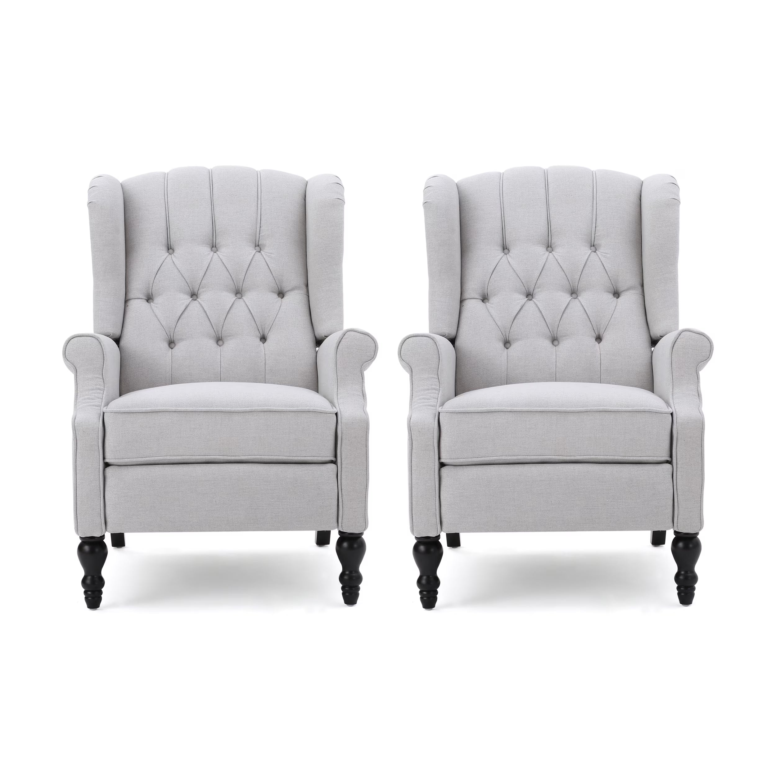 Light Gray Fabric Pushback Recliner, Set of 2 T6711