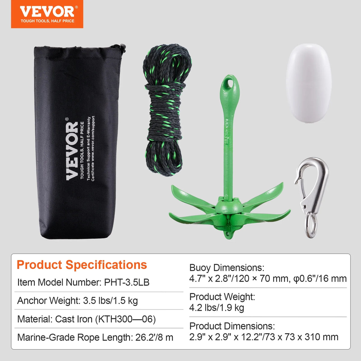 Paddle Board Anchor Kit with 26.2 ft Rope and Buoy V974596