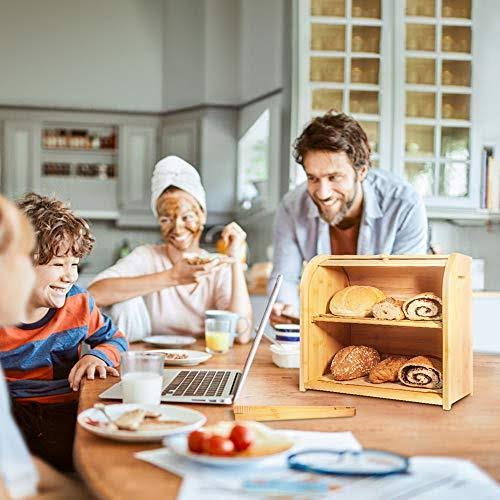 Bamboo 2 Layer Rolltop Bread Box M212
