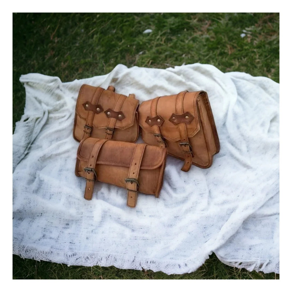 Leather Saddle Bag Set of 3 E479