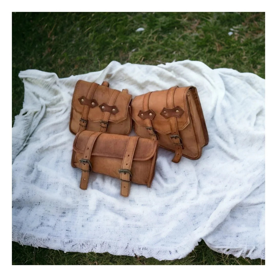 Leather Saddle Bag Set of 3 E479