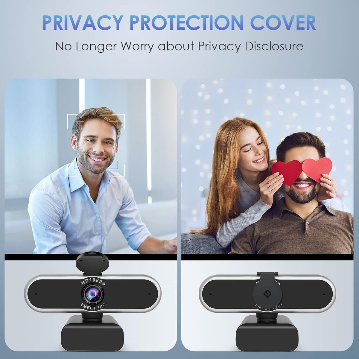1080P Auto Focus Webcam with Microphone, Privacy Cover, 96° Ultra Wide Angle, Pack of 2 H37627