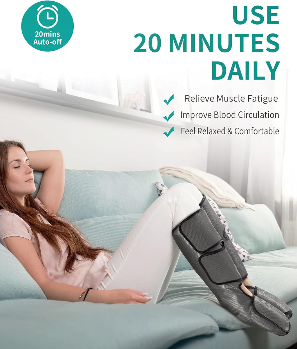 Leg Massager with Air Compression, Foot and Calf Massage Machine with Hand-held Controller 2 Modes 3 Intensities, Adjustable Leg Wraps Z804563