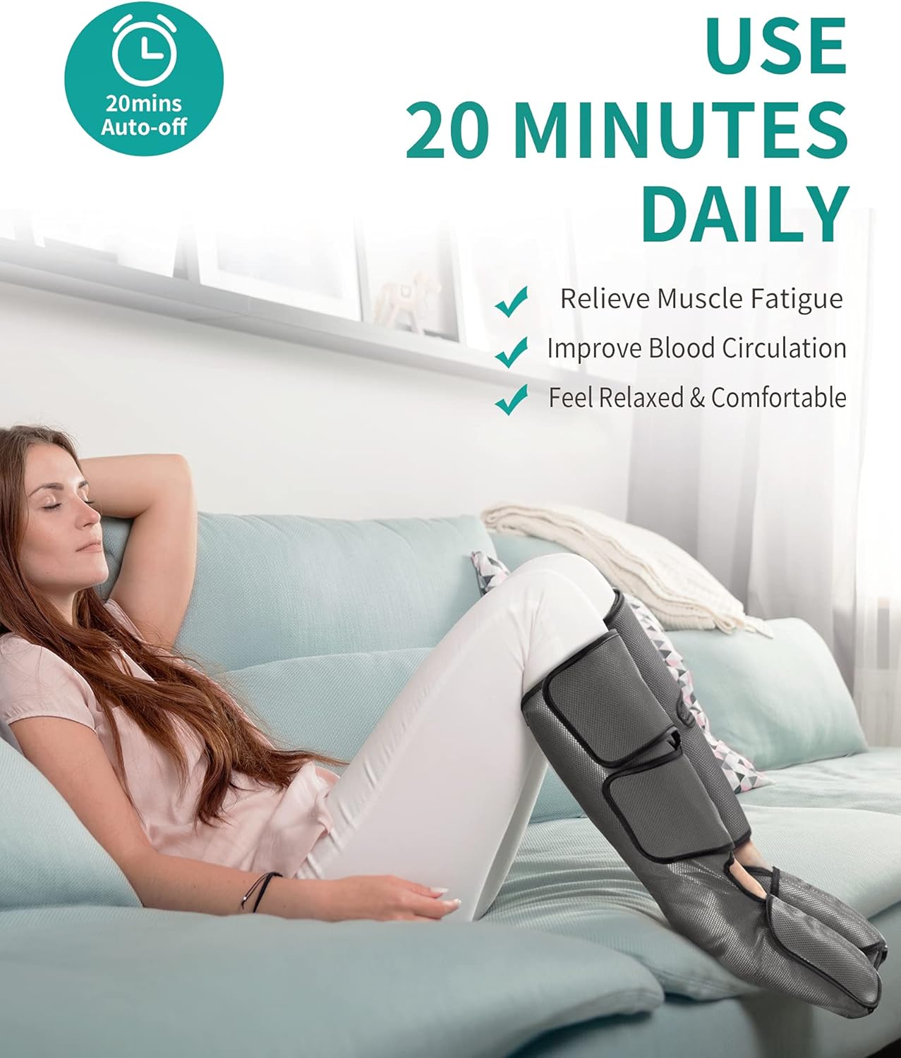 Leg Massager with Air Compression, Foot and Calf Massage Machine with Hand-held Controller 2 Modes 3 Intensities, Adjustable Leg Wraps Z804563