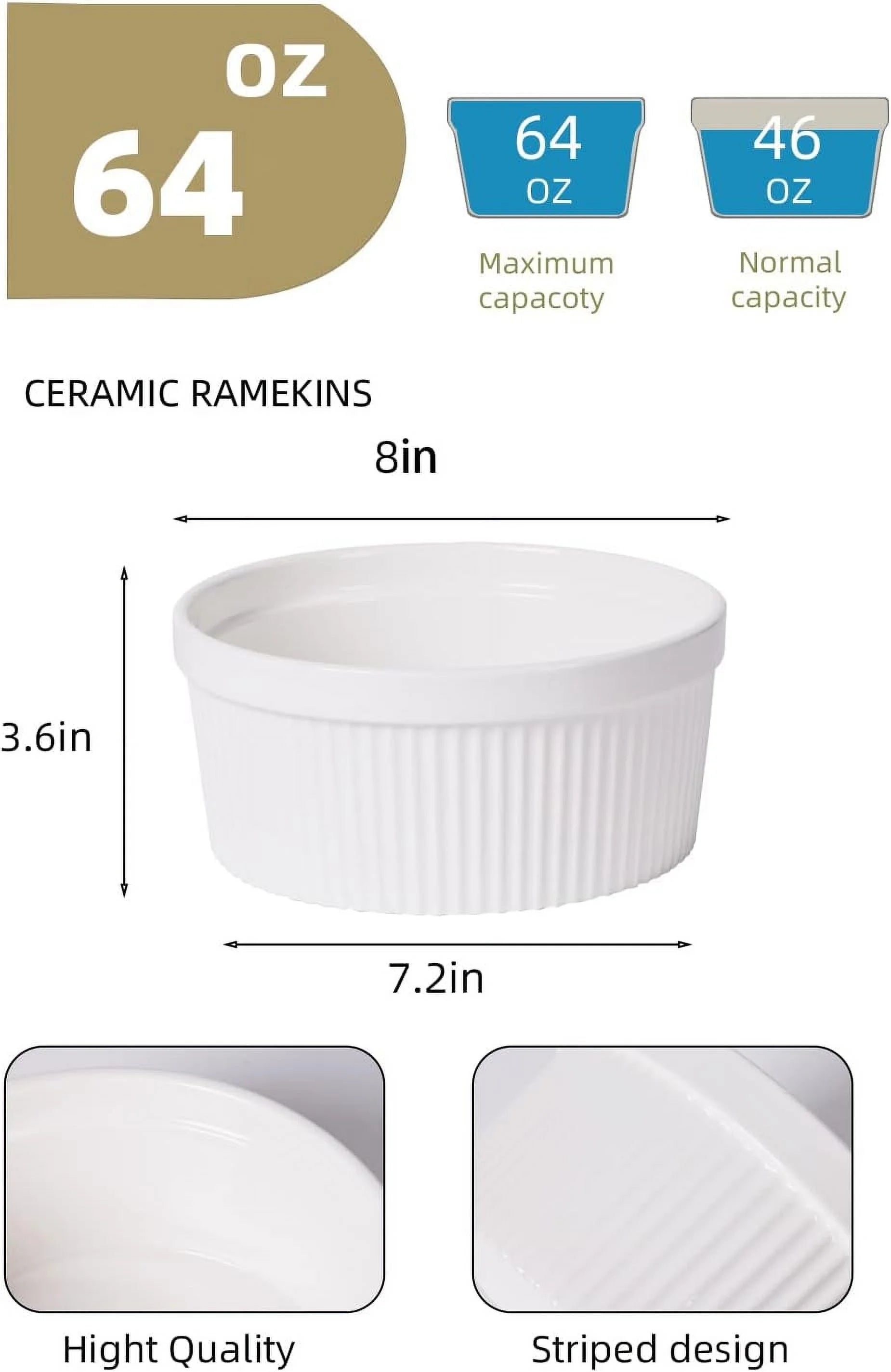 White Porcelain Ramekins 8 inch J68312