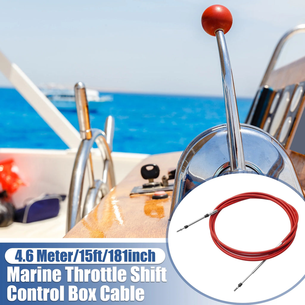 2pcs 15ft Marine Throttle Shift Remote Control Box Cable for Outboard Engine Boat Red Y432948