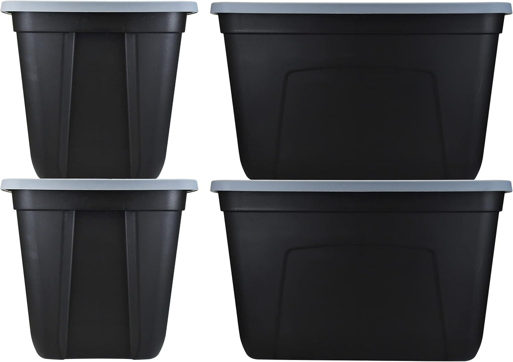 18-Gallon (72-Quart) Blue Plastic Storage Containers with Lids, Pack of 4 E42454