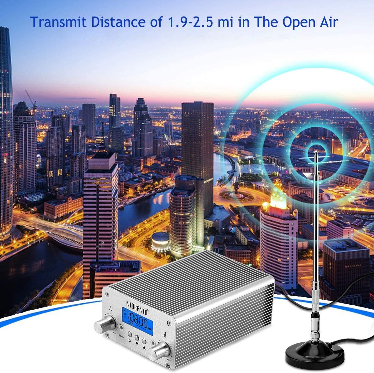 88.0-108.00MHz PLL FM Transmitter Radio Stereo Station Wireless Broadcast with TNC Antenna K107