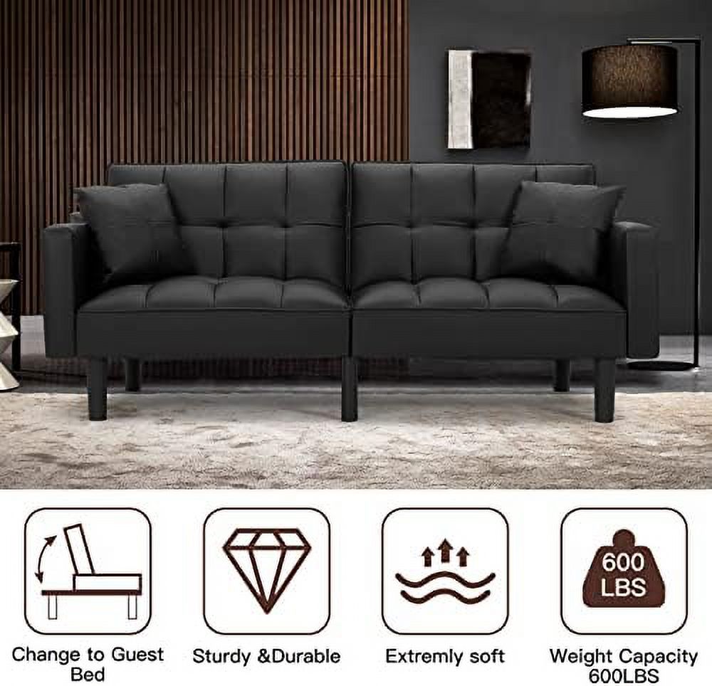 Modern Linen Fabric Convertible Sofa Bed with Adjustable Back and Arms H6921