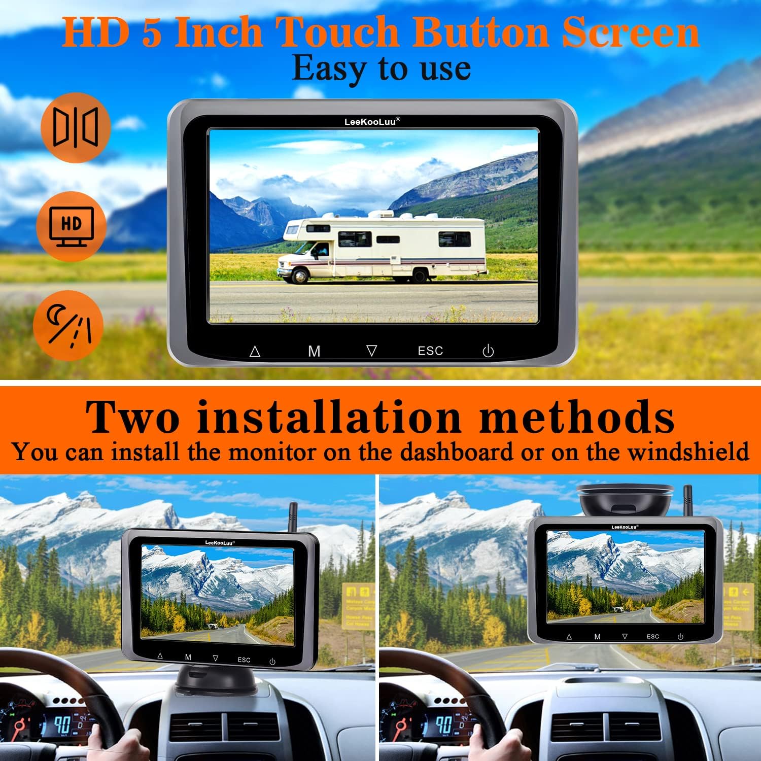 Wireless Backup Camera with 5 Inch Touch Screen V23849