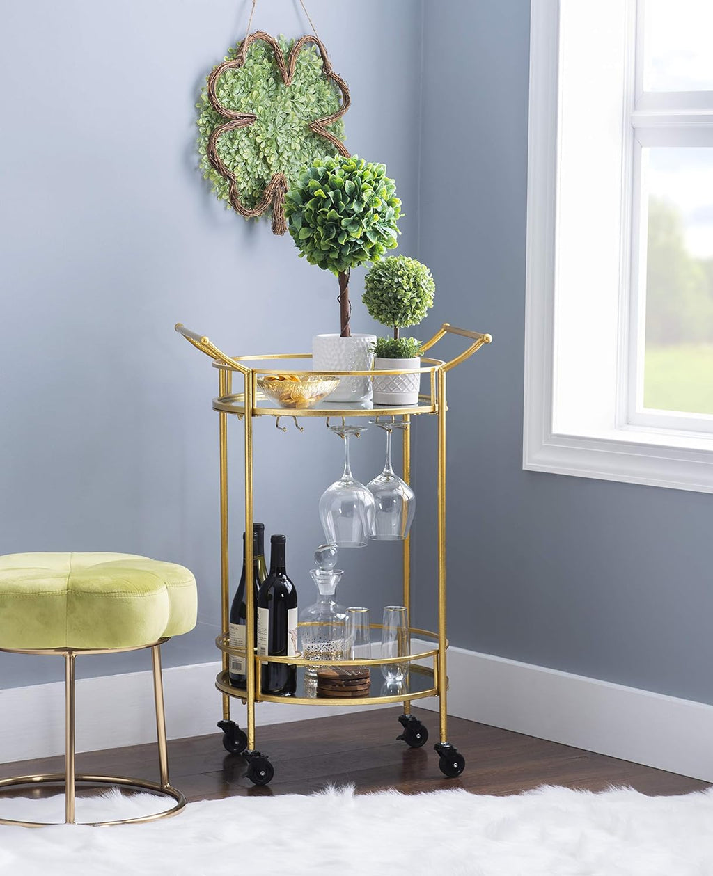 Gold Round Bar Cart V45047