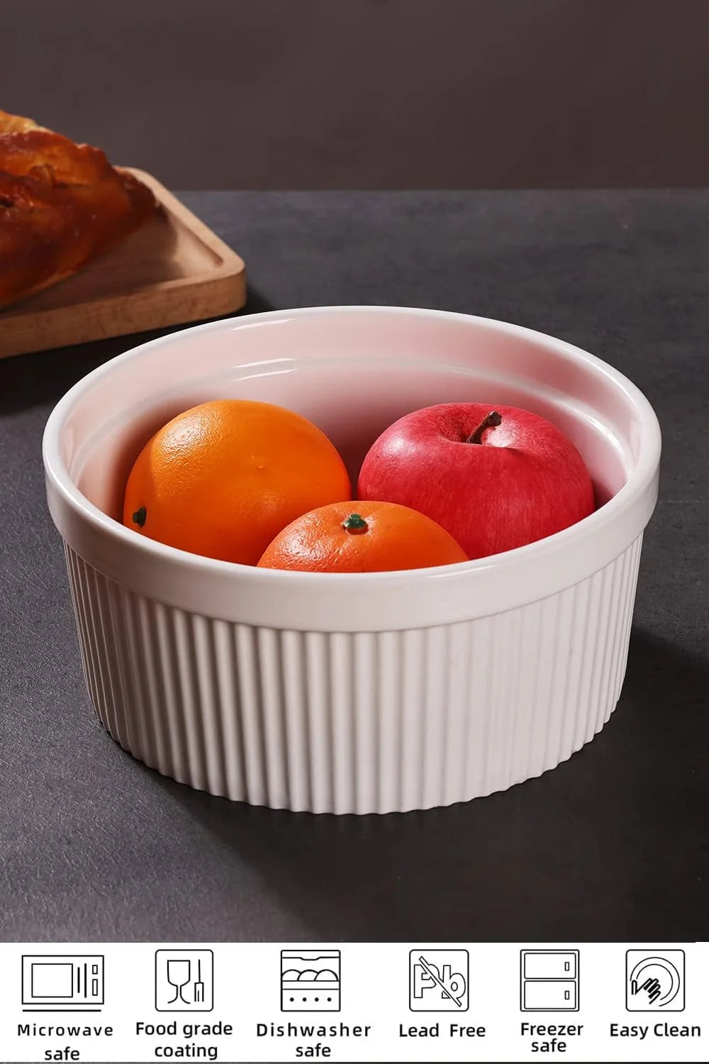 White Porcelain Ramekins 8 inch J68312