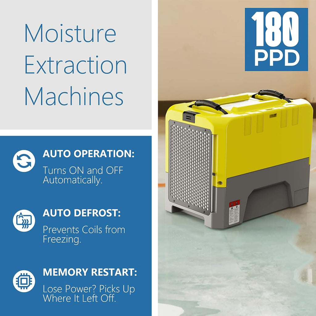 180 PPD Commercial Dehumidifier with Pump Drain Hose V8973