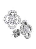 18kt White Gold Round Diamond Convertible Dangle Earrings 3/4 Cttw A17790