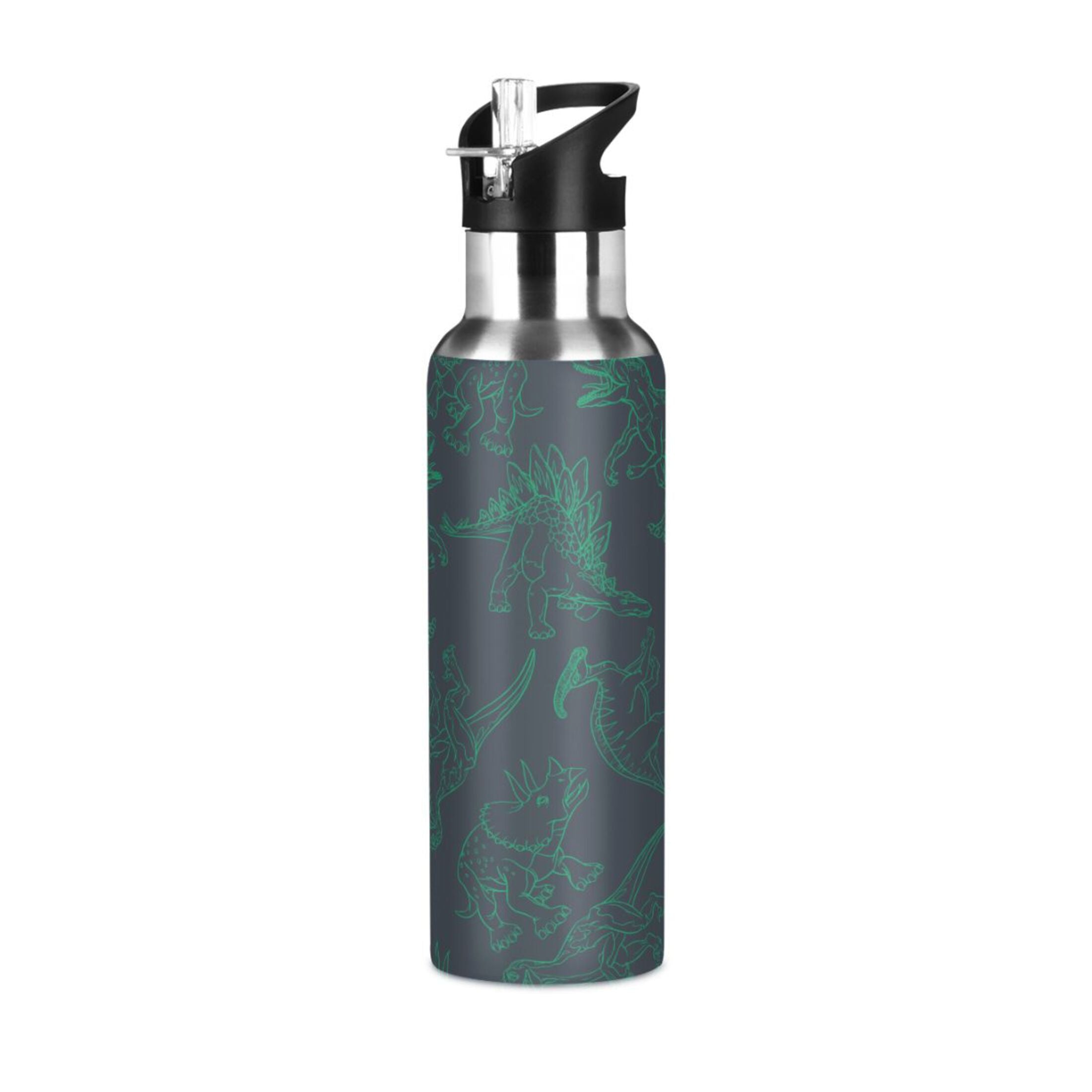 Green Drawn Stainless Steel Insulated Water Bottle with Straw Lid X673523