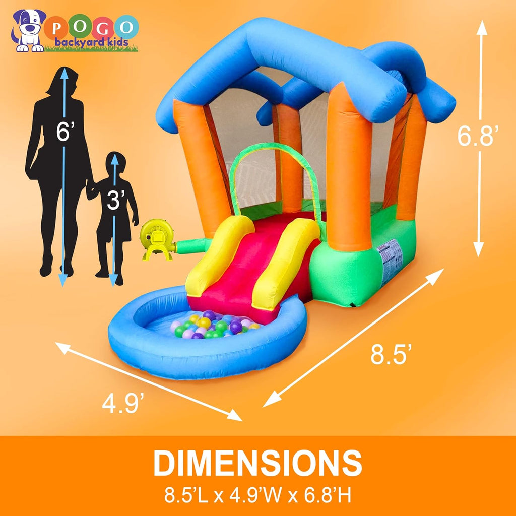 Inflatable Bounce House with Slide, 8.5' x 4.9' Play Area, 6.75' Tall H199475