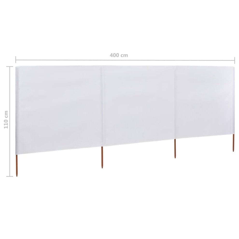 3-Panel Wind Screen Fabric 400x80 cm Sand White O530062