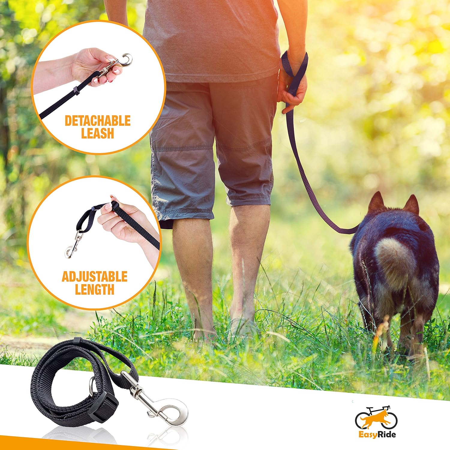 180° Rotating Dog Bike Leash with Shock Absorbers and Quick Attach Mechanism Y944