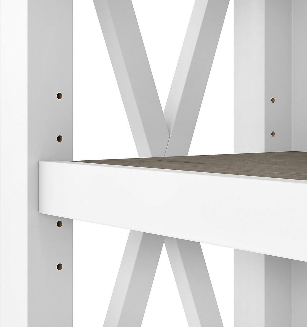 Pure White and Shiplap Gray 5 Shelf Bookcase Set Y9292