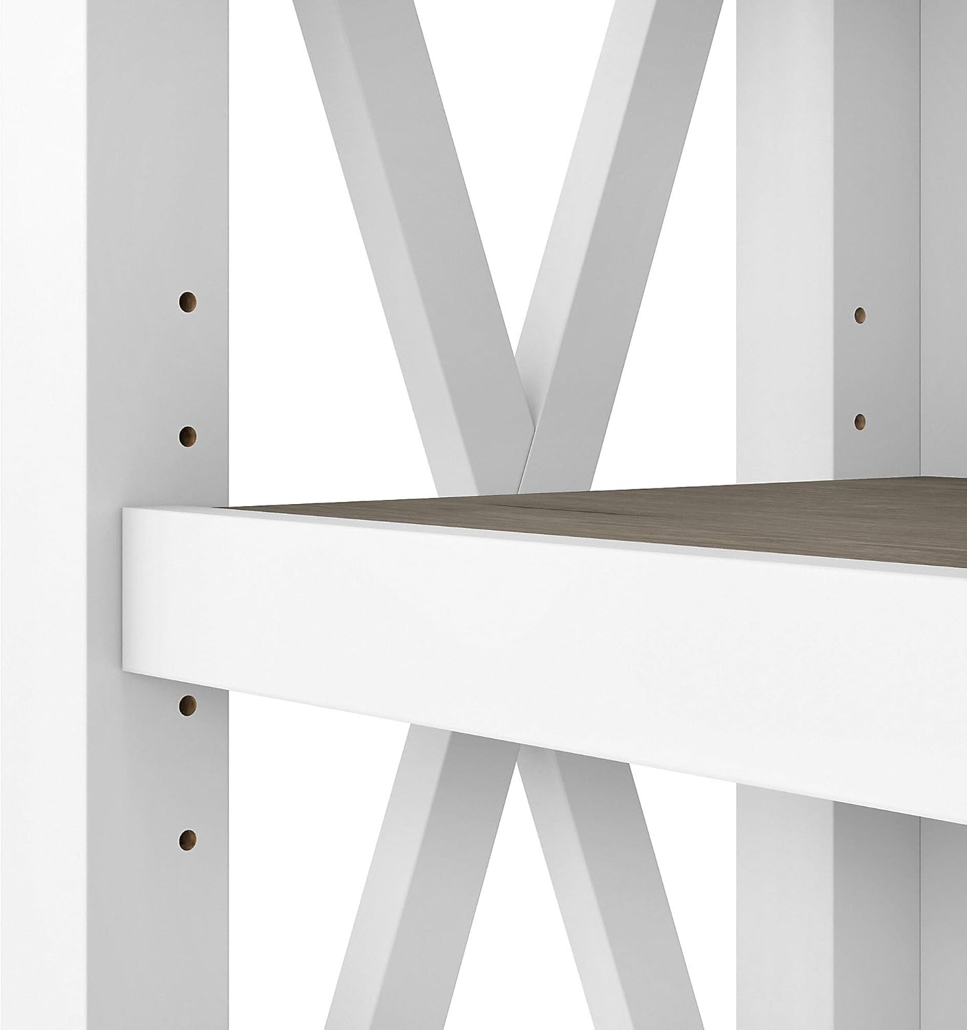 Pure White and Shiplap Gray 5 Shelf Bookcase Set Y9292