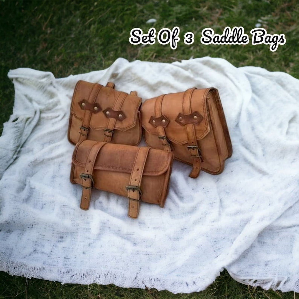 Leather Saddle Bag Set of 3 E479