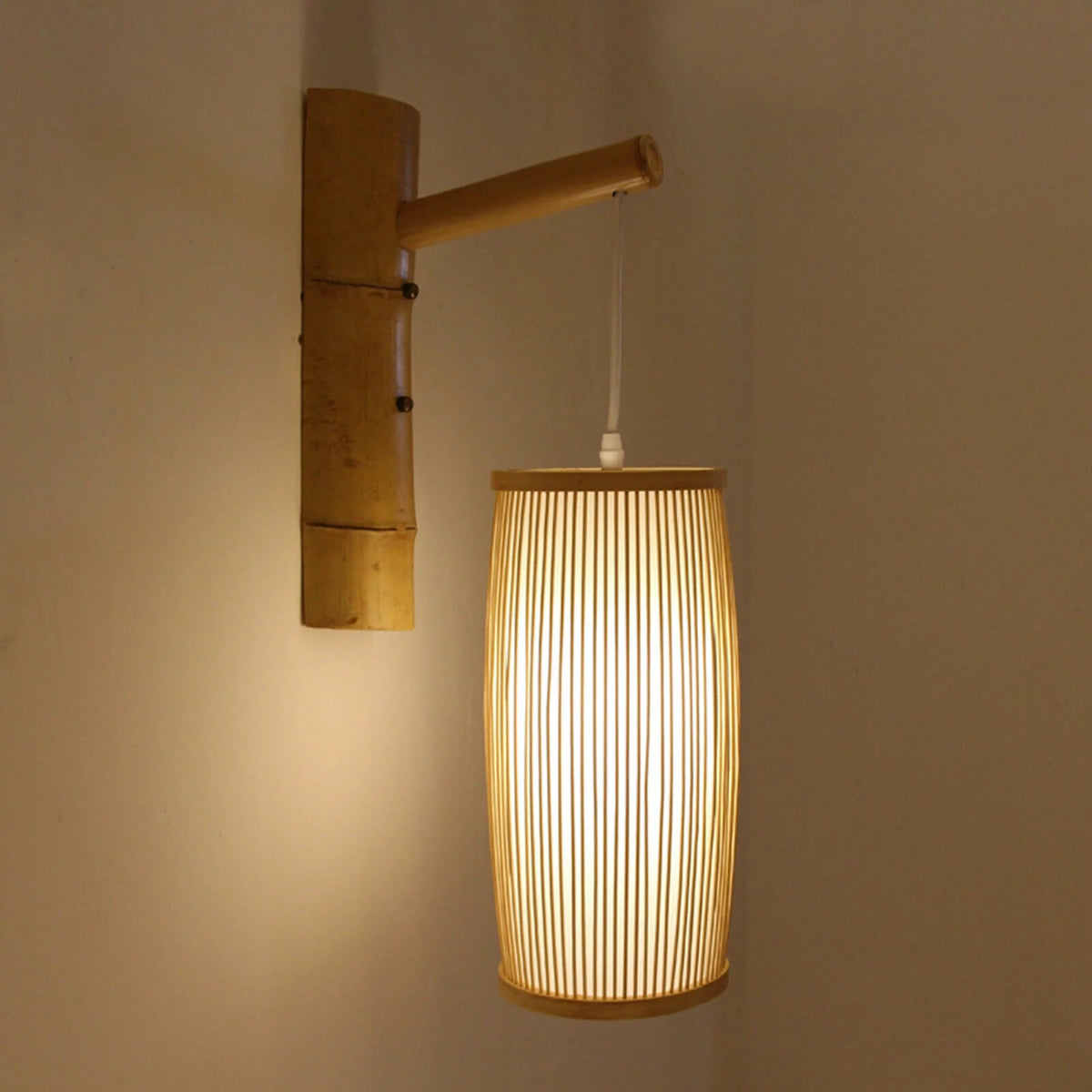 Vintage Bamboo Wicker Rattan Wall Sconce Lamp O490301